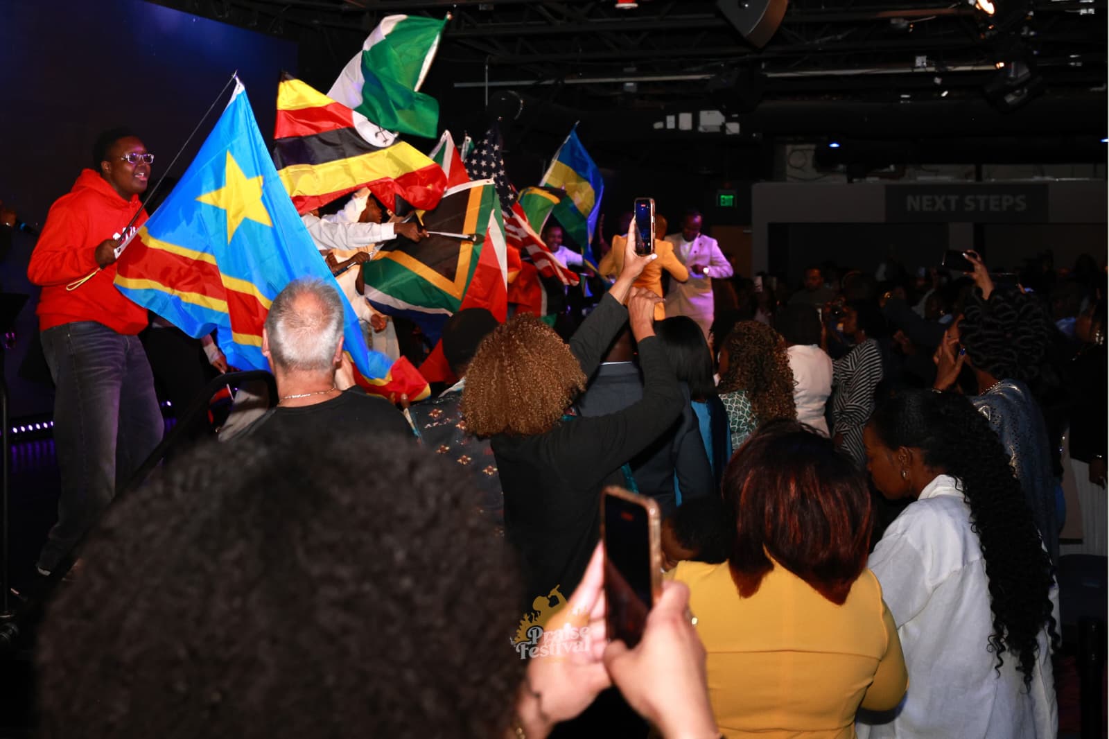 Crowd gathered together at an Angaza Africa worship gathering